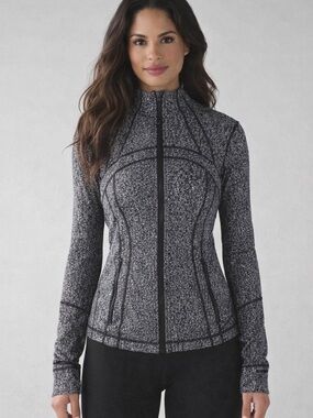 Lululemon Define Jacket Black Grey Speckled Full Zip Fitted Size 2